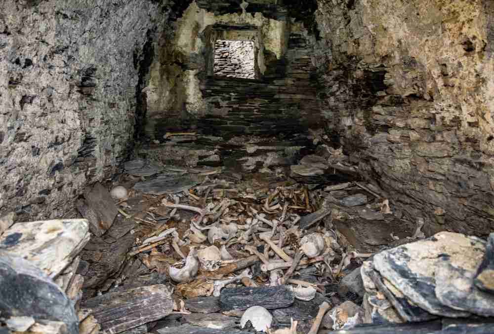 Human bones Catacombs in Paris in France