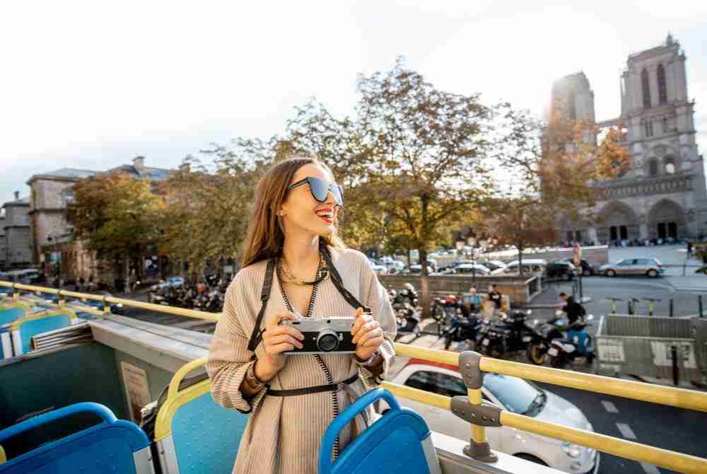 hop-on hop-off bus in Paris in France