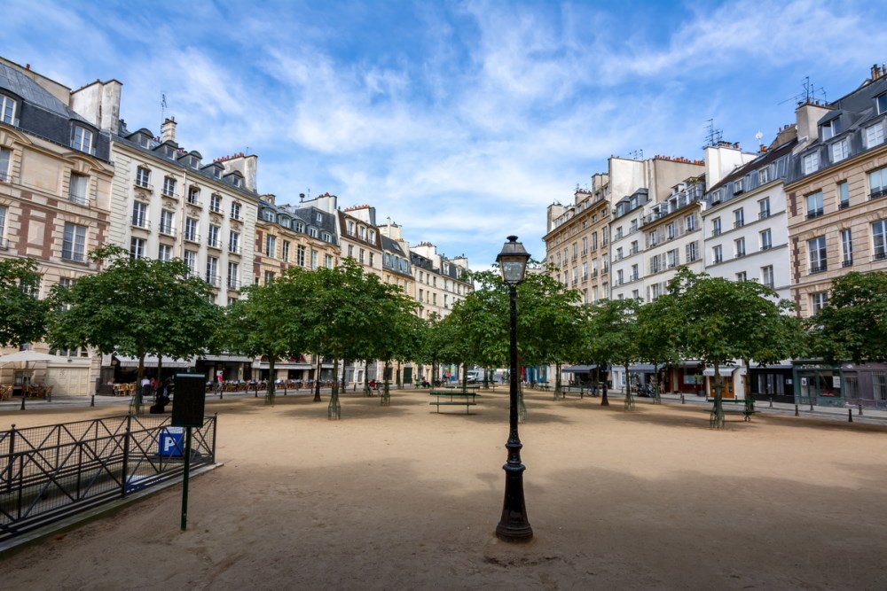 The Dauphine square in Paris in France