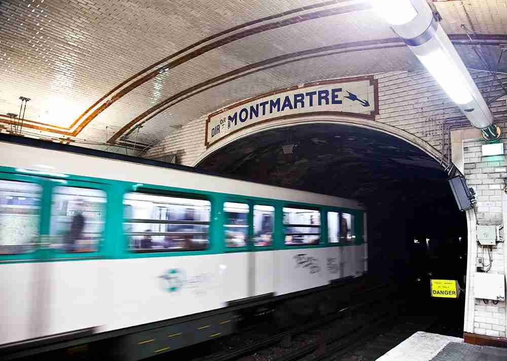 Montmartre metro station in paris in france