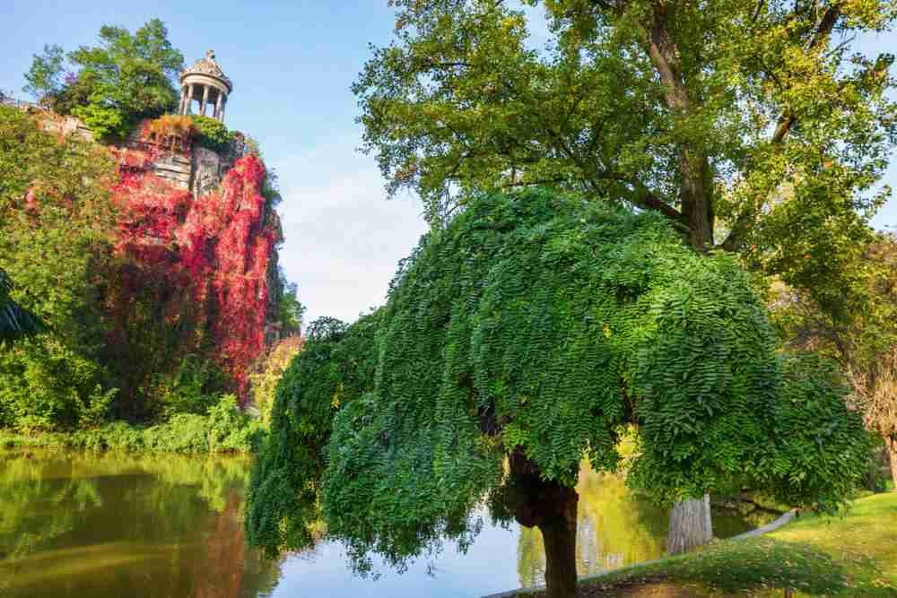 Buttes Chaumont Park in Paris in France