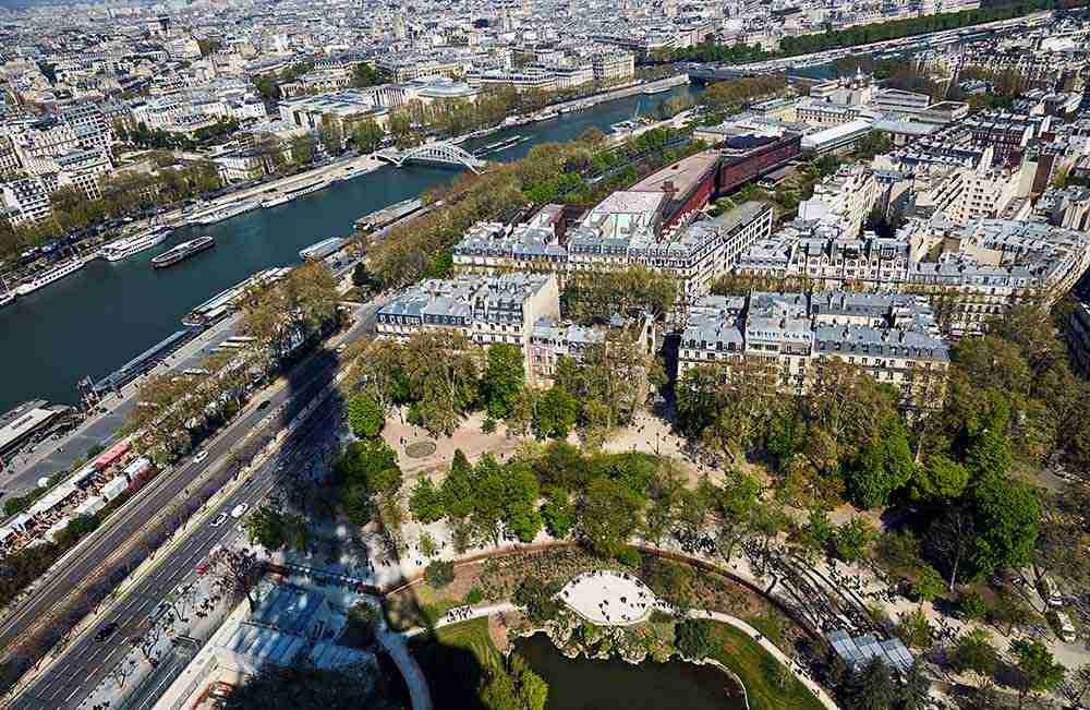 view above quai branly museum in paris france