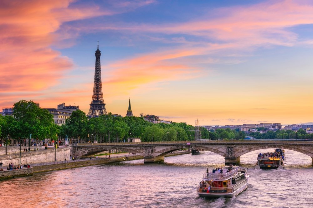 Eiffel Tower Paris and Seine River